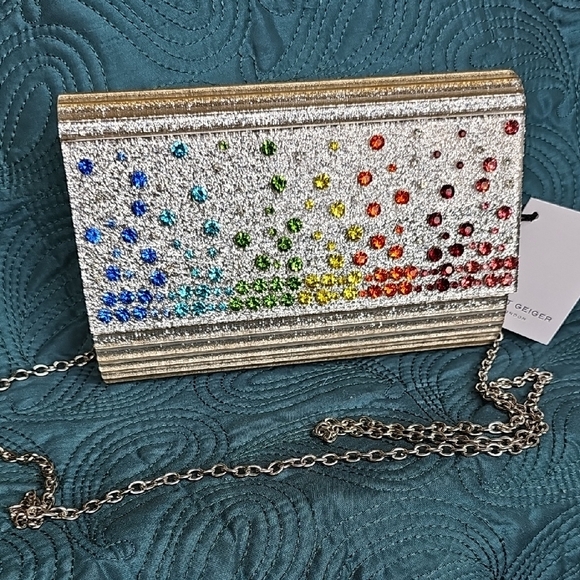 Kurt Geiger Handbags - Kurt Geiger Silver and Multicolor Clutch Bag NWT